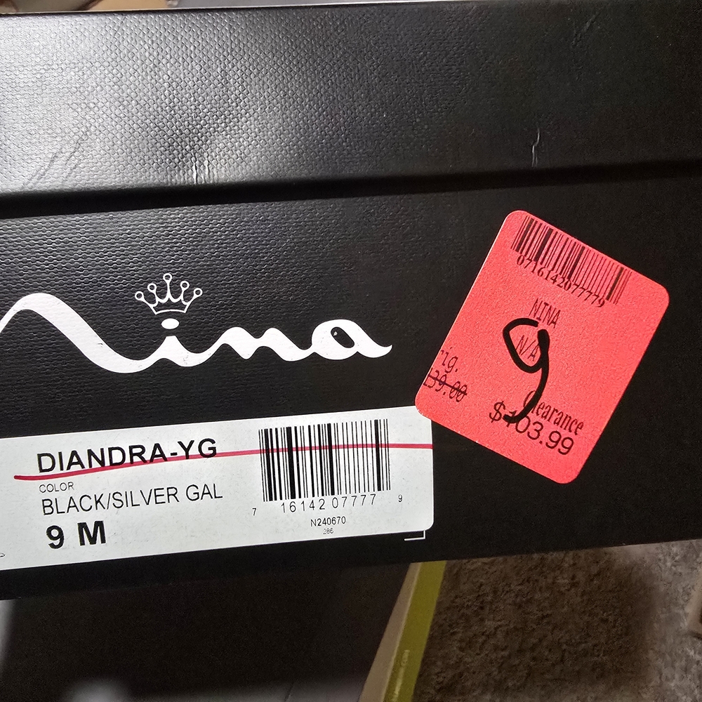 Nina Black and Silver Heel Boots - Size 9M